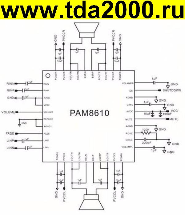 Pam8610 схема подключения