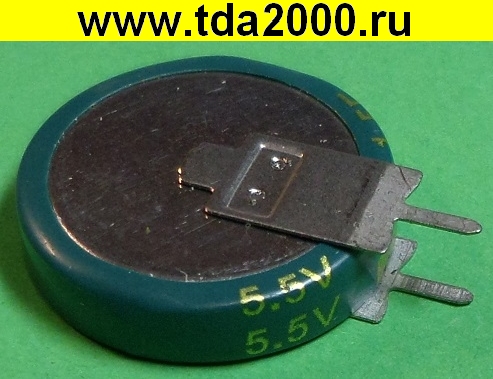 Конденсатор 1,5 Ф 5,5в 19х5 зеленый ионистор V-type (суперконденсатор) между выводами 5мм конденсатор электролитический