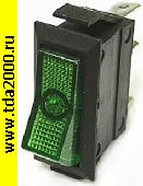 Переключатель клавишный Клавишный 31х14 3pin зеленый ASW-09-102 on-on выключатель рокерный (Переключатель коромысловый)