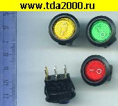 Переключатель клавишный Клавишный круглый D=23 3pin желтый с подсветкой KCD1-101N-8 выключатель рокерный (Переключатель коромысловый)