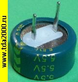 Конденсатор 0,22 Ф 5,5в 13х7 зеленый ионистор C-type между выводами 5мм конденсатор электролитический