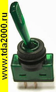 Тумблер ASW-13-101 on-off 2P зеленый