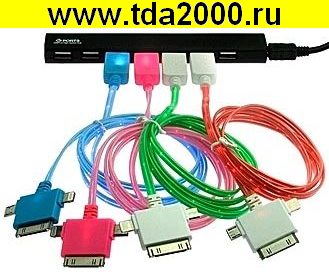 Шнур USB-микро / iPhone 4/5 Flat Light 1m