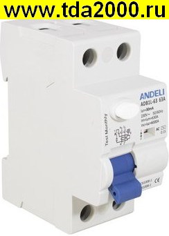 Брейкер ADB1L-63 2P 63A 30mA тип AC 6kA