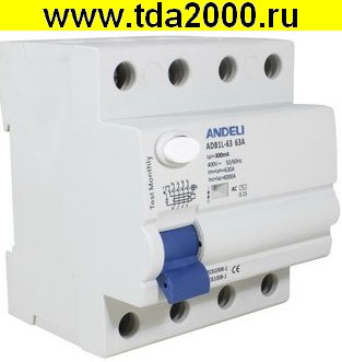 Брейкер ADB1L-63 4P 63A 300mA тип AC 6kA