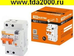 Брейкер АД12 2P C25 30мА 4.5кА тип АС 3 мод