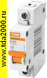 Брейкер ВА47-63 1Р 40А 4.5кА х-ка С