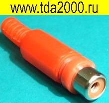 Разъём RCA гнездо на кабель пластмасса красный