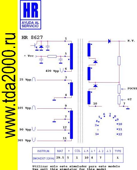 ТДКС (FBT) 1372.0040 E (HR8627,=1372.0097) Строчный трансформатор