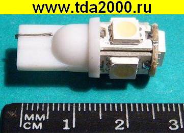 Лампа автогабаритов белый без цоколя 5-светодиодов (Т10)