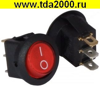 Клавишный круглый D=23 3pin красный с подсв IRS-101-8C on-off выключатель рокерный (Переключатель коромысловый)