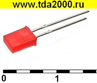 Светодиод прямоугольный 2x5x7мм красный 30mcd 2,1v