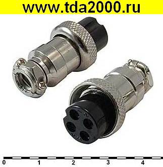 Разъём Цилиндрический малогабаритный GX16 16M-4A на кабель 4pin розетка