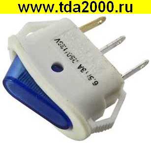 Выкл.Клав. Овал 22х10 3pin синий On-Off 6.5/13A YSR11-11-G/N