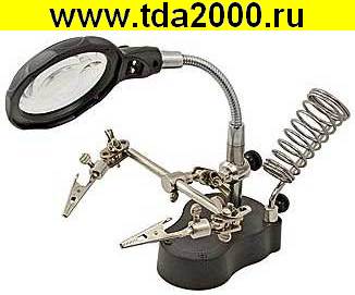 Штатив для платы MG16126-A лупы 65мм 3.5х+17мм 12х, с подсветкой держатель для Паяльника , Зажим ТРЕТЬЯ РУКА Лупа (3.5X/12X)