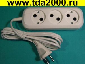 220в Удлинитель сетевой 3 розетки 7м, 6А ШВВП (РС-3 ТУ)