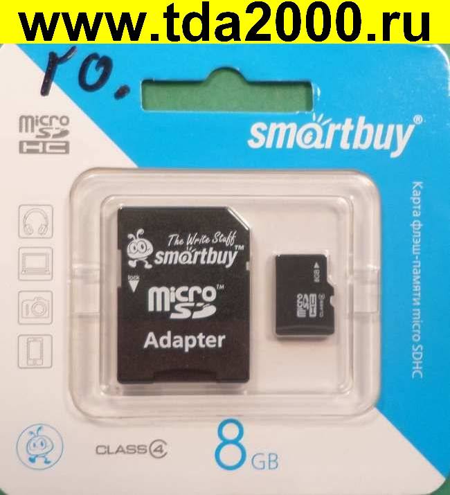 Карта памяти Micro SD 8 Гб класс 4 (флеш карта) c адаптером SD