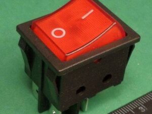 Клавишный 31х25 4pin красный с подсветкой KCD4-JK/N, НЕОН,16А,250V,125C выключатель рокерный (Переключатель коромысловый)