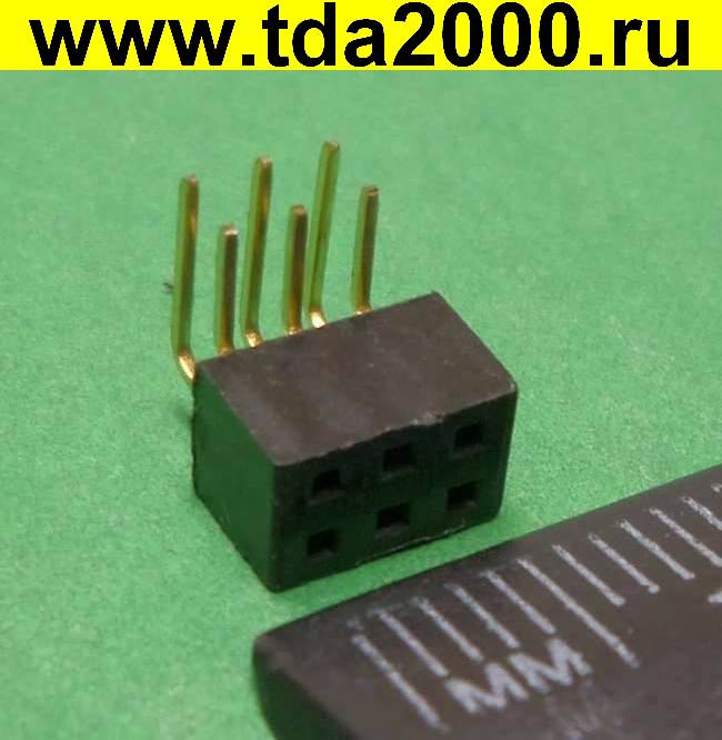 Разъём для плат 2.54мм 3х2pin гнездо 2-х рядное угловое 6802-2x3 PRAG1