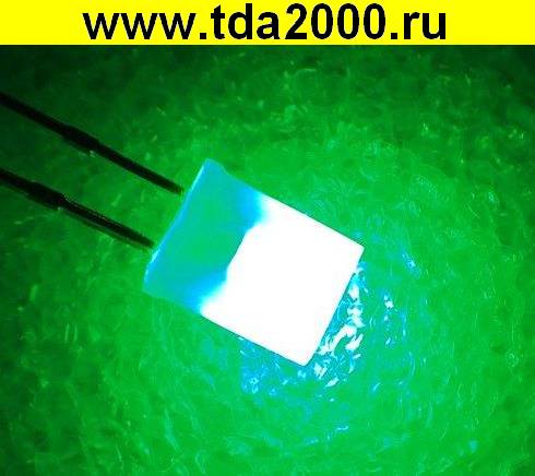 Светодиод прямоугольный 2х5х7мм зеленый яркий рассеянный 3.0~3.2в