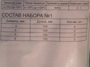 Набор термоусадочных трубок 10шт по 10см (диаметр 3мм - 4шт, 4мм - 2шт, 5мм - 2шт, 6мм - 2шт)