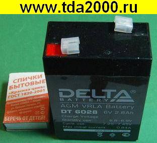 Аккумулятор 6в 2,8Ач Delta DT6028 свинцовый