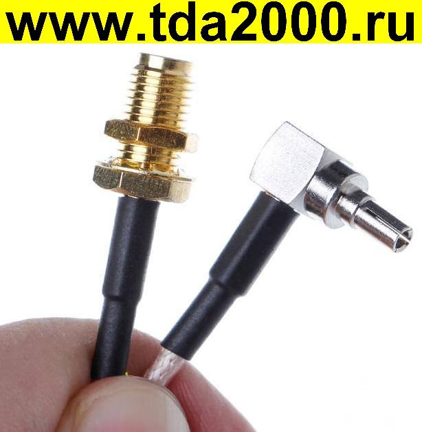 Разъём Пигтейл SMA гнездо~CRC9 штекер угловой (кабель RG316) 15 см