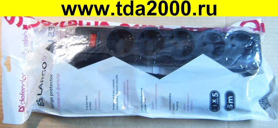 220в Сетевой фильтр 3м 5 розеток DEFENDER ES Largo