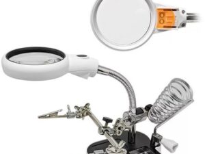 Штатив для платы MG16126-AC1 лупы 111мм 4.5х+45мм 11х, с подсветкой держатель для Паяльника , Зажим ТРЕТЬЯ РУКА Лупа (4,5X/11X)