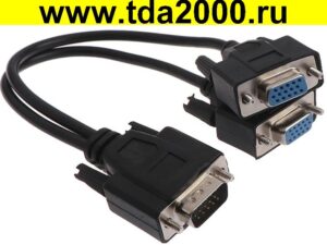 VGA штекер~VGA 2 гнезда шнур 0,1м разветвитель ML-A-006 (цвет любой) (VGAm to 2xVGAf)