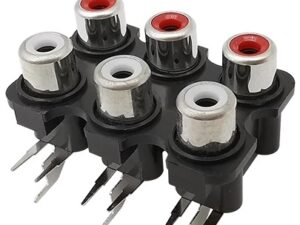 Разъём RCA гнездо на плату 6 входов черное основание (терминал на корпус)