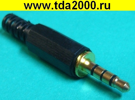 Разъём Аудио 3,5 4pin (3 канала) штекер на кабель золото