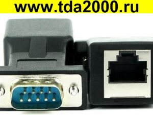 RJ-45 гнездо~DB9M штекер Переходник RS232 (COM-порт на LAN Ethernet)