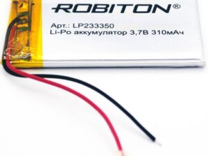Аккумулятор 3,7в 310мАч Li-Pol 50x33x3mm с контроллером заряда