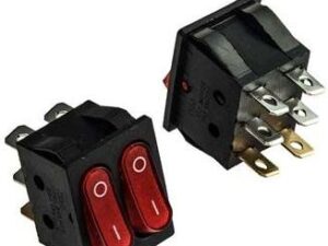 Клавишный 31х25 6pin 2клавиши красный с подсветкой KCD4-2101N-C3-R/6P on-off выключатель рокерный (Переключатель коромысловый)