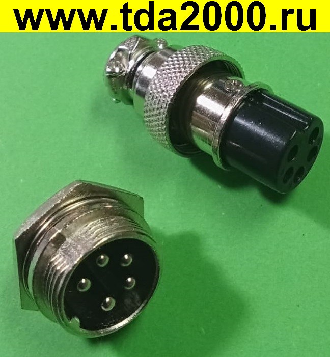ft050610.jpg Разъём цилиндрические малогабаритный Разъём Цилиндрический малогабаритный GX16 16M-5 штекер+гнездо — изображение 1