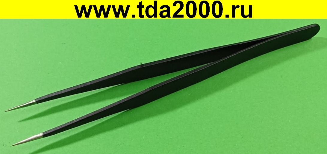 ft050672.jpg Пинцет ESD-12 металлический 135 мм, без насечки, обоюдоострые концы, нецентрованный — изображение 1