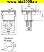 Клавишный круглый D=23 4pin красный KCD1-224N выключатель рокерный (Переключатель коромысловый) — изображение 2
